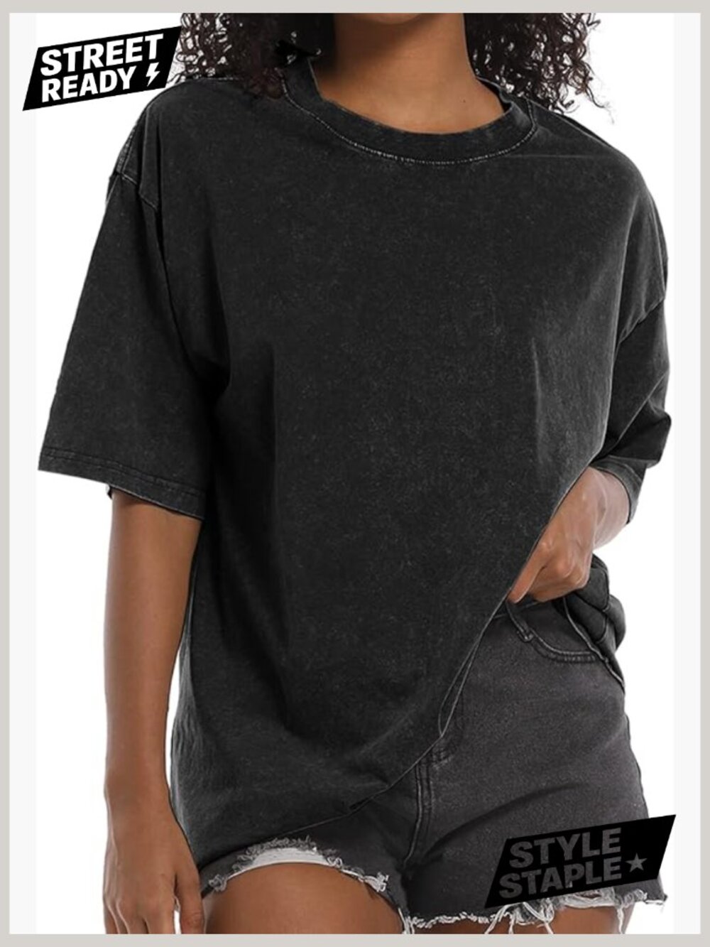 Oversized Grunge Vintage T-Shirt for Women Short Sleeve Cotton Baggy Crew Neck